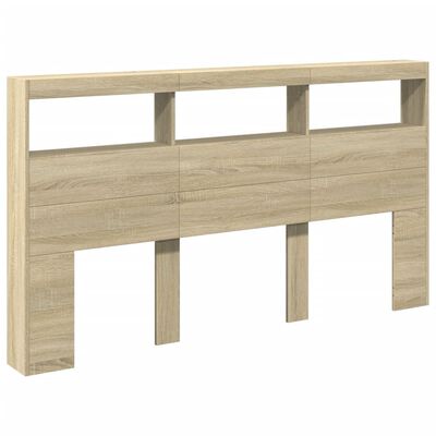 vidaXL Headboard Cabinet with LED Sonoma Oak 180x17x102 cm