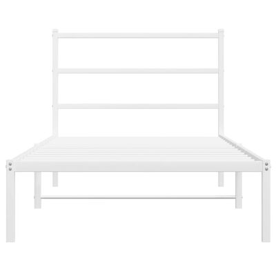 vidaXL Metal Bed Frame without Mattress with Headboard White 100x200 cm