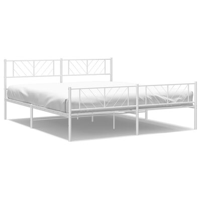 vidaXL Metal Bed Frame without Mattress with Footboard White 183x213 cm