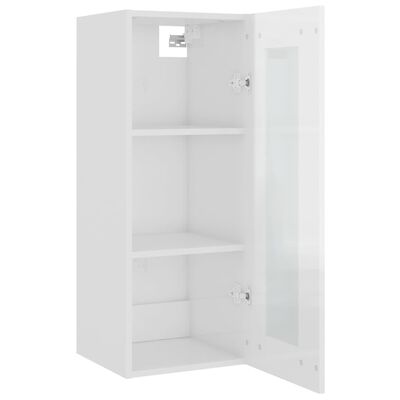 vidaXL Hanging Wall Cabinet High Gloss White 34.5x34x90 cm