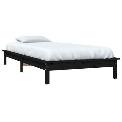 vidaXL Bed Frame without Mattress Black Single Solid Wood