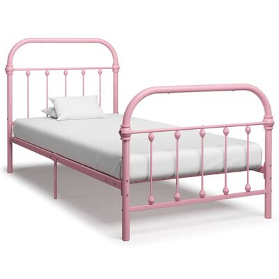 vidaXL Bed Frame without Mattress Pink Metal 100x200 cm