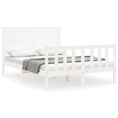 vidaXL Bed Frame without Mattress White Small Double Solid Wood Pine