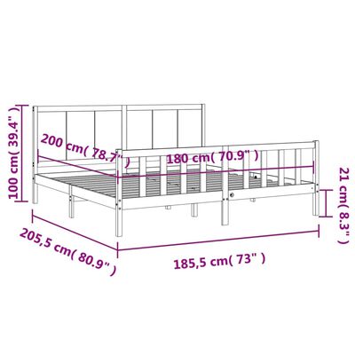 vidaXL Bed Frame without Mattress White Super King Size Solid Wood Pine