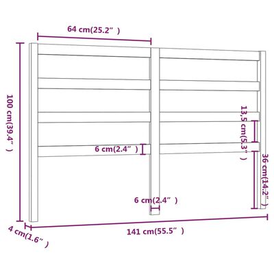 vidaXL Bed Headboard 141x4x100 cm Solid Wood Pine