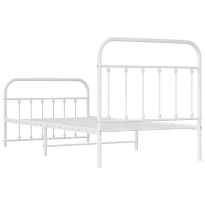 vidaXL Metal Bed Frame without Mattress with Footboard White 100x190 cm