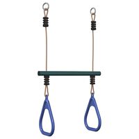 vidaXL Trapeze Bar with Gym Rings for Kids Blue and Dark Green Steel