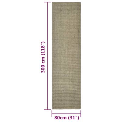 vidaXL Sisal Rug for Scratching Post Taupe 80x300 cm