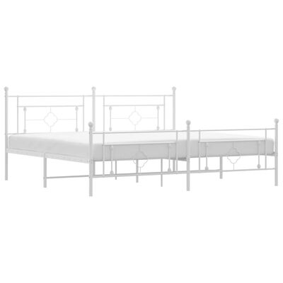 vidaXL Metal Bed Frame without Mattress with Footboard White 200x200 cm