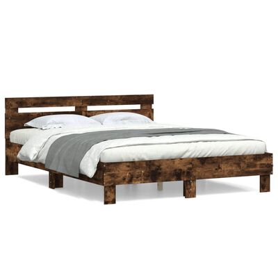 vidaXL Bed Frame without Mattress Smoked Oak 150x200 cm King Size