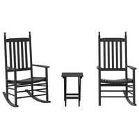 vidaXL Rocking Chairs 2pcs with Foldable Table Black Solid Wood Poplar