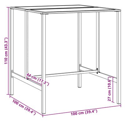 vidaXL Bar Table Black 100x100x110 cm Powder-coated Steel