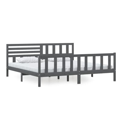 vidaXL Bed Frame without Mattress Grey Solid Wood 200x200 cm (810104+814166)