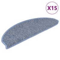 vidaXL Stair Mats Self-adhesive Sisal-Look 15 pcs 65x21x4 cm Blue