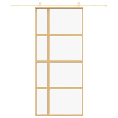 vidaXL Sliding Door Gold 90x205 cm Clear ESG Glass and Aluminium