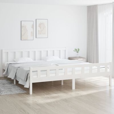 vidaXL Bed Frame without Mattress White Solid Wood Super King