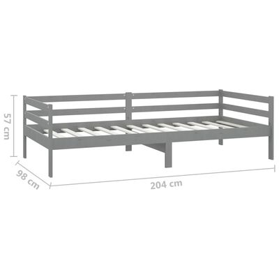 vidaXL Day Bed without Mattress Grey Solid Wood Pine 90x200 cm