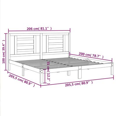 vidaXL Bed Frame without Mattress Honey Brown 200x200 cm Solid Wood Pine