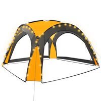 vidaXL Party Tent with LED and 4 Sidewalls 3.6x3.6x2.3 m Yellow