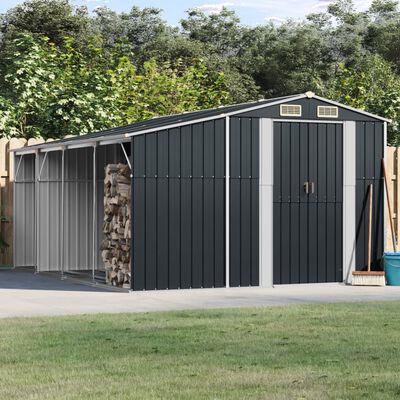 vidaXL Garden Shed Anthracite 277x365.5x179 cm Galvanised Steel