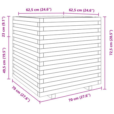 vidaXL Garden Planter 70x70x72.5 cm Impregnated Wood Pine