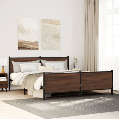 vidaXL Metal Bed Frame without Mattress Brown Oak 183x213 cm