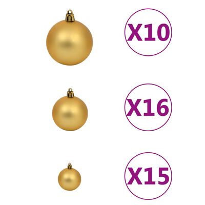 vidaXL Artificial Hinged Christmas Tree 300 LEDs & Ball Set 240 cm