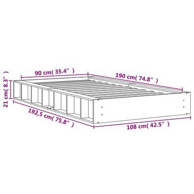 vidaXL Bed Frame without Mattress Wax Brown 90x190 cm Single Solid Wood Pine