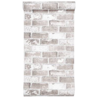 vidaXL Wallpaper 3D Brick Pattern Grey 10x0.53 m Non-woven