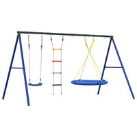 vidaXL Outdoor Swing Set with Swing, Ladder, Saucer Swing