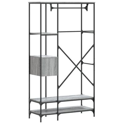 vidaXL Clothes Rack with Shelves Grey Sonoma Engineered Wood