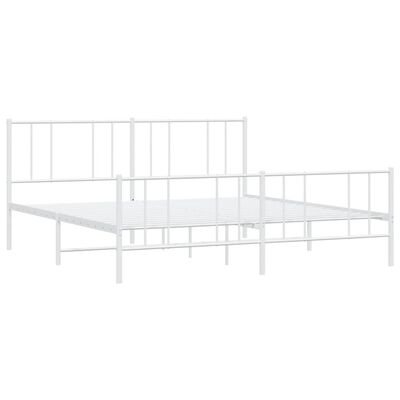 vidaXL Metal Bed Frame without Mattress with Footboard White 193x203 cm