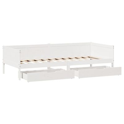 vidaXL Daybed with Drawers without Mattress White 90x190 cm Single Solid Wood