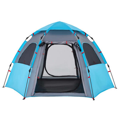 vidaXL Camping Tent Cabin 4-Person Blue Quick Release