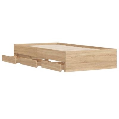 vidaXL Bed Frame with Drawers without Mattress Sonoma Oak 75x190 cm Small Single