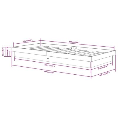 vidaXL Bed Frame without Mattress Solid Wood Small Single