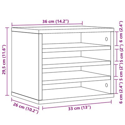 vidaXL Desk Organiser White 36x26x29.5 cm Engineered wood