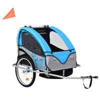 vidaXL 2-in-1 Bike Trailer & Stroller Blue and Grey