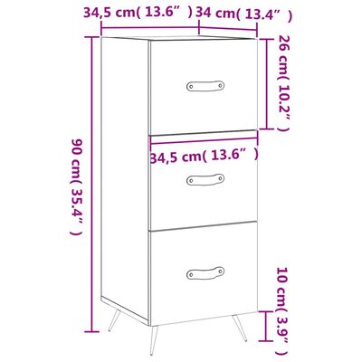 vidaXL Sideboard Concrete Grey 34.5x34x90 cm Engineered Wood