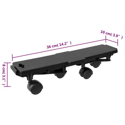 vidaXL Moving Dollies with 4 Wheels 10 pcs Black Polypropylene 170 kg