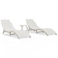 vidaXL Sun Loungers 2 pcs with Table White Solid Wood Acacia