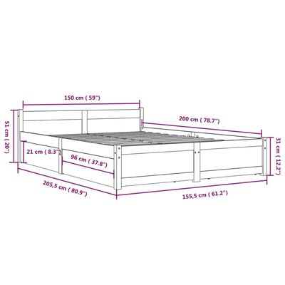 vidaXL Bed Frame without Mattress with Drawers White King Size