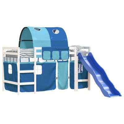 vidaXL Kids' Loft Bed with Tunnel without Mattress Blue 90x200 cm