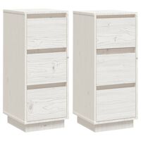 vidaXL Sideboards 2 pcs White 32x34x75 cm Solid Wood Pine