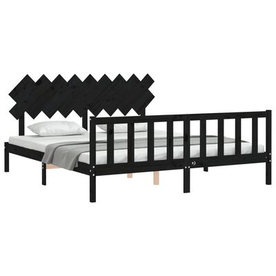 vidaXL Bed Frame without Mattress Black Super King Size Solid Wood Pine