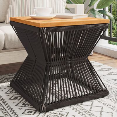 vidaXL Coffee Table with Wire Base Black 38x38x38 cm Solid Wood Acacia