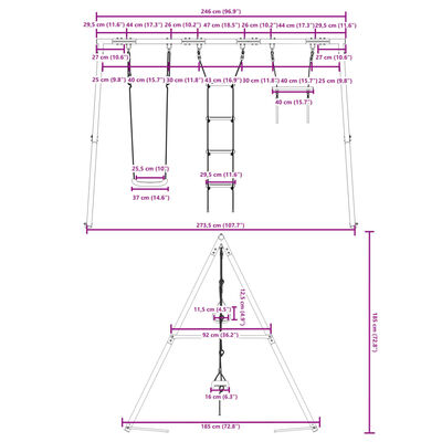 vidaXL Outdoor Swing Set with Swing, Trapeze, Ladder