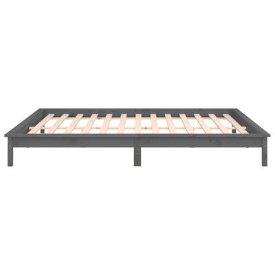 vidaXL LED Bed Frame without Mattress Grey 160x200 cm Solid Wood