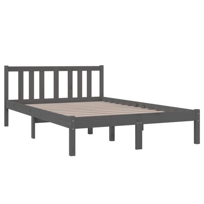 vidaXL Bed Frame without Mattress Grey Solid Wood 120x190 cm Small Double