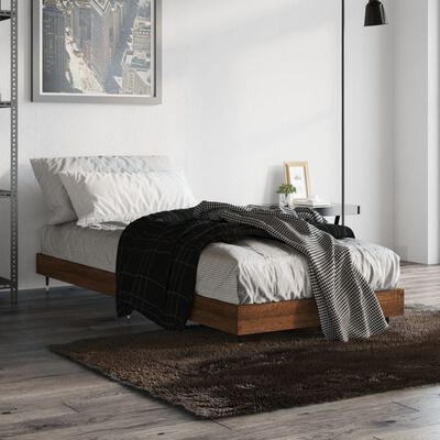 vidaXL Bed Frame without Mattress Brown Oak 75x190 cm Small Single Engineered Wood